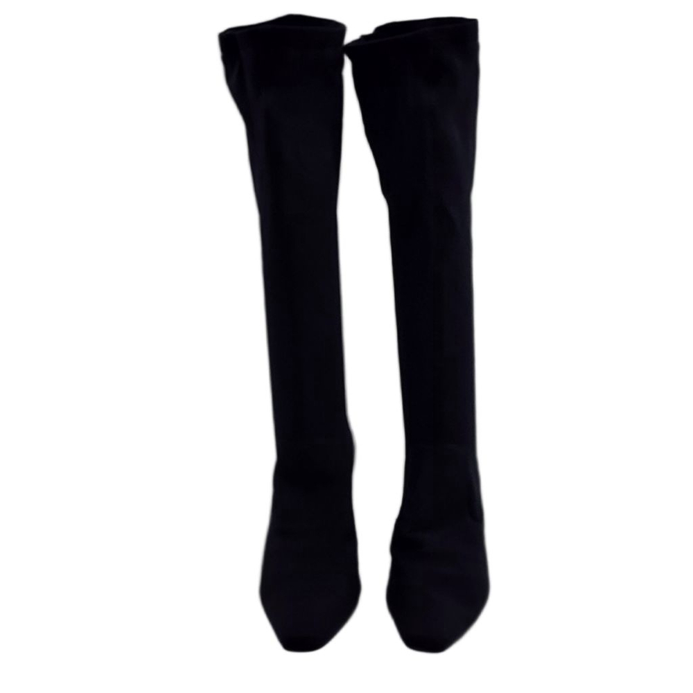 COLE HAAN Trisha Black Nylon Stretch Kitten Heel Knee-High Sock Boots Size 6